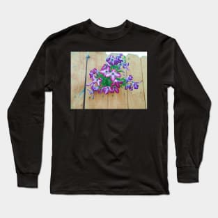 Purple Flowers Climbing Through Fence Long Sleeve T-Shirt